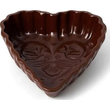 Forma na pečení Srdce keramické Velké|Forma na pečení|Objem cca 3 litry|Hnědá glazura| Ouško na pověšení