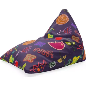 Sedací pytel Sablio Sedací vak Triangl Nakreslené květiny: 120 x 100 x 100 cm