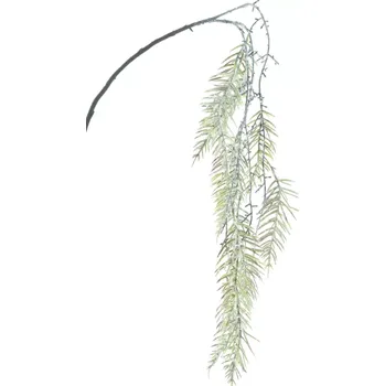 umělá květina umělá větev, Zavěšená jehličnatá borovicová větev se sněhem zeleno-hnědá 118 cm