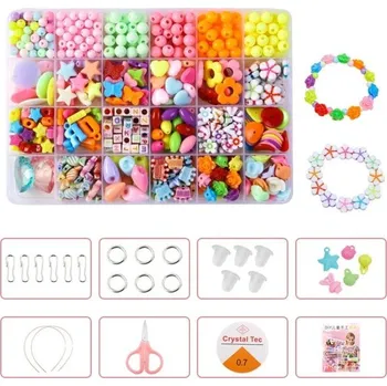 Sada akrylových korálků 500 ks Barevné korálky různých tvarů a velikostí Tvoření šperků pro děti Příslušenství na náramky a náhrdelníky