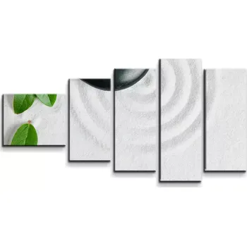 Obraz Sablio Obraz - 5-dílný Listy a kámen - 100x60 cm