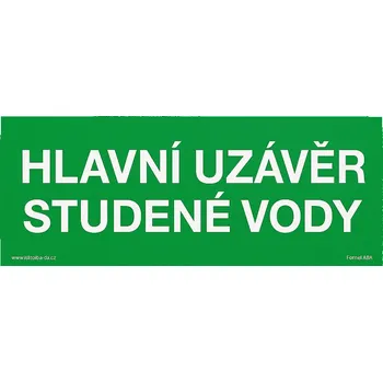 Traiva s.r.o. Hlavní uzávěr studené vody Verze: Samolepka 105 x 40 mm tl. 0.1 mm - Kód: 16861