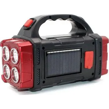 Svítilna VERK GROUP Přenosná solární LED COB baterka s dobíjecí powerbankou a světlometem HB-2678 - červená