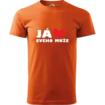 Pánské tričko Sablio Tričko s potiskem Já miluju svého muže - oranžové S