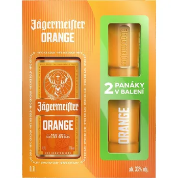 Likér Jägermeister Orange 33 % obj. dárkové balení se 2 panáky