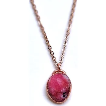 Náhrdelník Tugtupit vzácný magický drahokam z Grónska - šperk/náhrdelník AUTORSKÁ TVORBA ŠPERKŮ Z MINERÁLŮ