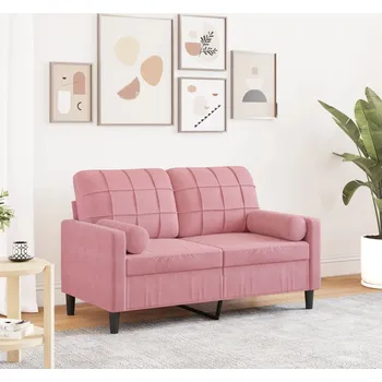 Pohovka 2místná pohovka s polštáři růžová 120 cm samet Růžová3278212