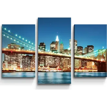 Obraz Sablio Obraz - 3-dílný Rozsvícený most 2 - 75x50 cm