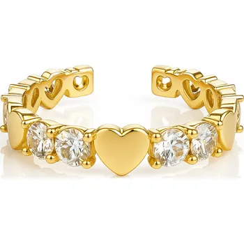 Prsten Flamenco Mystique Pozlacený prsten z chirurgické oceli, nastavitelný, s kubickou zirkonií PST970, velikost prstenu: US7 EU14 Velikost prstenu: US6 EU11