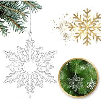 Vánoční ozdoba Flamenco Mystique Sada průhledných přívěsků ve tvaru sněhových vloček, 12 kusů v balení, BSN69