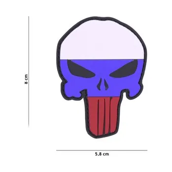 Nášivka Gumová nášivka 101 Inc vlajka Punisher Head Rusko - barevná