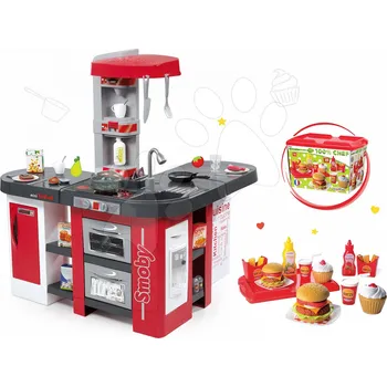 Dětská kuchyňka Set kuchyňka Tefal Studio XXL Smoby s magickým bubláním a sada hamburgerů 100% Chef