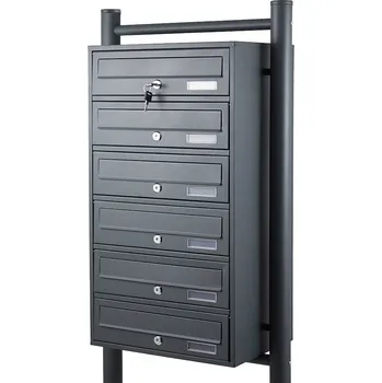 Poštovní schránka Volně stojící poštovní schránka pro venkovní byty 6 grafitová ocel M15866