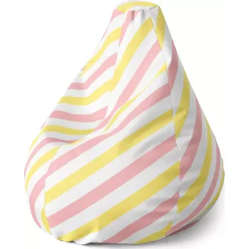 Sedací pytel Sablio Sedací vak Pear Růžové a žluté pruhy - 70 x 95 x 15 cm