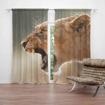 Závěs Sablio Závěs Rozzuřená lvice: 2ks 140x250cm