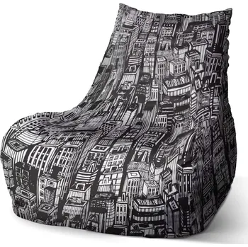 Sedací pytel Sablio Sedací vak Bean Kreslené mrakodrapy - 100 x 90 x 45 cm