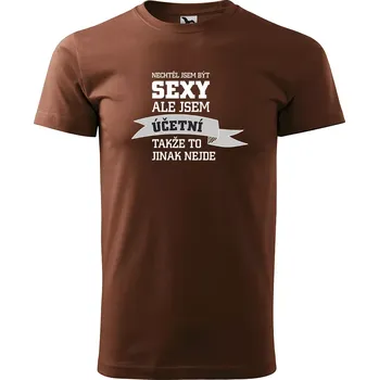 Pánské tričko Sablio Tričko s potiskem Nechtěl jsem být sexy, ale jsem účetní - hnědé S