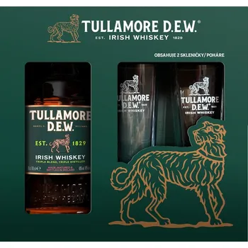 Whisky Tullamore Dew Irská whiskey 40 % obj., se 2 sklenicemi, dárkové balení