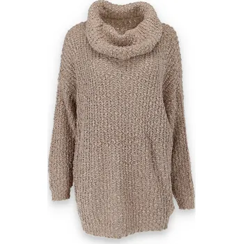 Dámský svetr Rolák bukle s šál. límcem 20627 Itálie barva: hnědá-camel