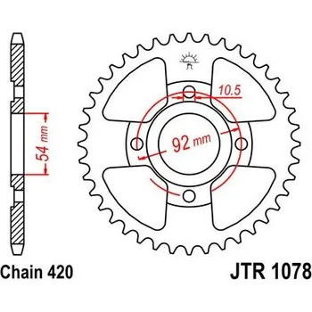 Řetězová sada pro motocykl Řetězová rozeta JT JTR 1078-47 47 zubů, 420