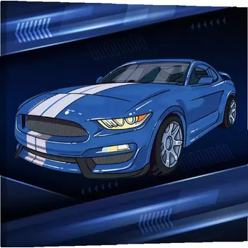 Obraz Sablio Obraz Mustang Modré pozadí s pruhy - 50x50 cm