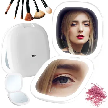 Kosmetické zrcátko VERK GROUP Make-up zrcátko s led osvětlením skládací x5 pro cestovní tašku