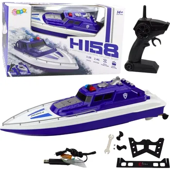 RC model lodě Policajní motorový člun na dálkové ovládání modrý