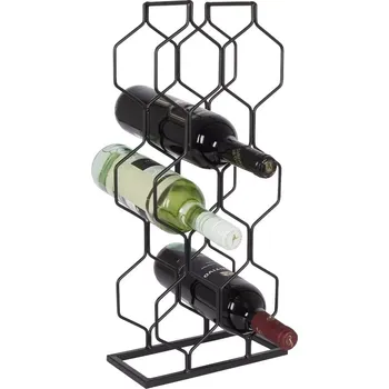 Stojan na víno Kovový stojan na víno, černý, 8 lahví