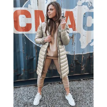 Béžová dámská zimní prošívaná bunda LESSI s kapsou na rukávu TY5523 Velikost: L