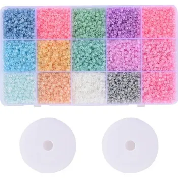 Sada korálků 15 oddělených barev Box s přihrádkami Barevné korálky pro výrobu šperků Náramky náhrdelníky kreativní tvoření přehledně uspořádané