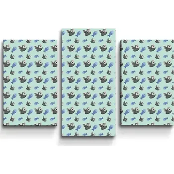 Obraz Sablio Obraz - 3-dílný kočky a rybičky - 75x50 cm