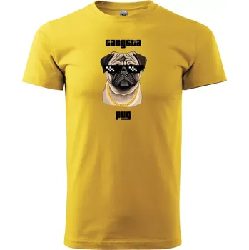 Pánské tričko Sablio Tričko s potiskem Gangsta pug - žluté S