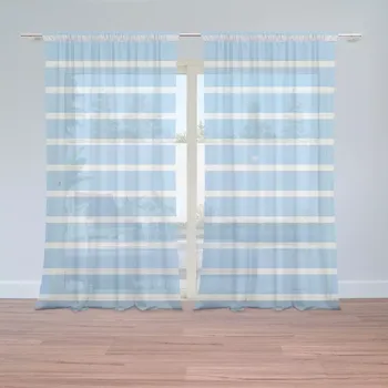 Záclona Sablio Záclony Modrobílé pruhy: 2ks 150x250cm