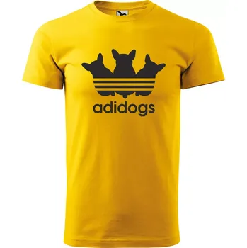 Pánské tričko Sablio Tričko s potiskem Adidogs - žluté 2XL