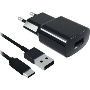 Prodlužovací kabel Nabíječka do zástrčky ve zdi + kabel USB C Contact 2A Černá