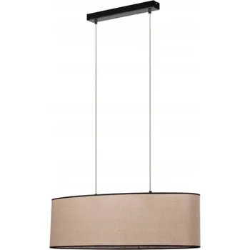 Černé Závěsné Svítidlo 2xE27 Max. 40W Béžové Lněné Stínidlo s černým lemováním