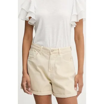 Dámské kraťasy Džínové šortky Answear.LAB dámské, béžová barva, high waist rd7352.fos 80X, vel. XL