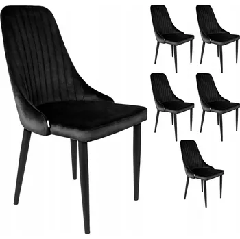 Jídelní židle Sada 6x Čalouněná židle sametová černá 46,5x58x88 Louis HOMLA