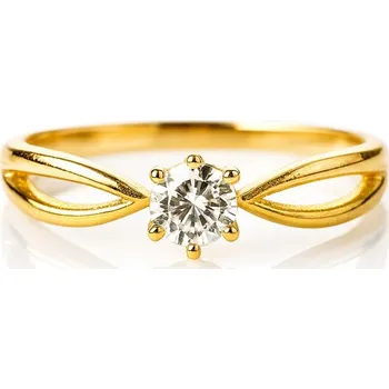 Prsten Flamenco Mystique Pozlacený prsten z chirurgické oceli s kubickou zirkonií PST974, velikost prstenu: US7 EU14 Velikost prstenu: US8 EU17