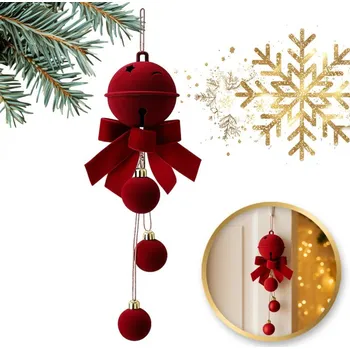 Vánoční ozdoba Flamenco Mystique Přívěsek na vánoční stromeček, zvonek s mašlí a ozdobami, 1 kus 34cm WOZ49