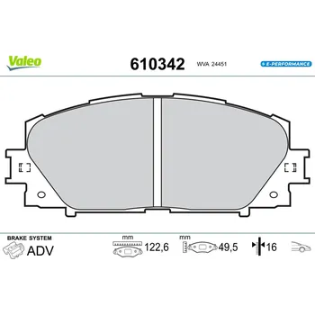 Brzdová destička Sada brzdových destiček, vždy 4 kusy v sadě VALEO 610342