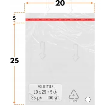 Obraz 20x25+5 cm fóliové sáčky s lepicí páskou na oděvy 200x250mm LD PE 100 ks