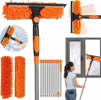 MYCÍ SADA NA OKNA S TELESKOPICKOU TYČÍ 424 CM 2V1 - MYJE A STÍRÁ, LZE PRÁT V PRAČCE