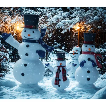 Vánoční světelná dekorace LED Rodinka Sněhuláků