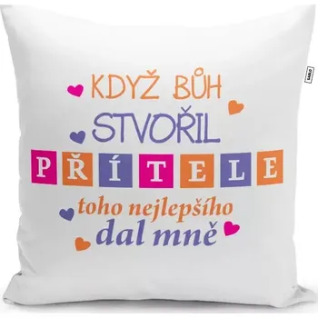 Polštář Sablio Polštář Když Bůh stvořil přítele: 40x40 cm