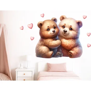 Samolepící dekorace Roztomilí medvídci samolepka na zeď arch 45 x 40 cm