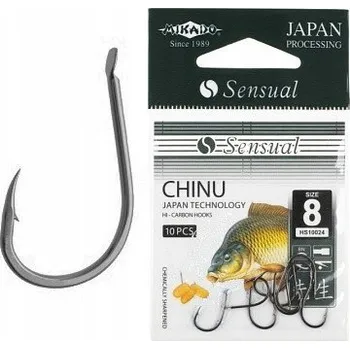 Rybářský háček Háčky zemní, splávkové, s otřepem Mikado Sensual Chinu s pružinou. 4 ks