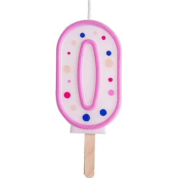 Svíčka PME růžová narozeninová svíčka číslice 0 – 64 mm