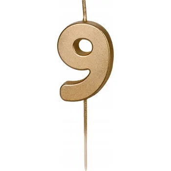 Dortová svíčka Narozeninový na dort svíčka Číslice 9 zlatý glamour narozeniny