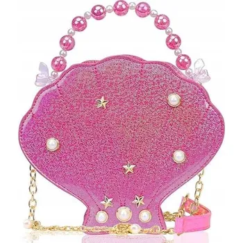 Kabelka pro dívku přes rameno malá lesklá růžová ve tvaru mušle